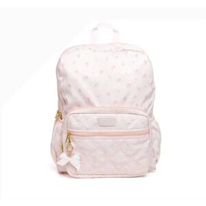 LoveShackFancy x Yoobi Backpack Pink Floral Quilted Bow Laptop School Bag Bloom